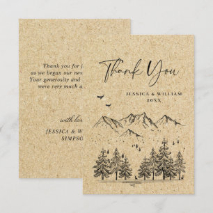 Hochzeitliche Hochzeit von Kraft-Papier Dankeskarte