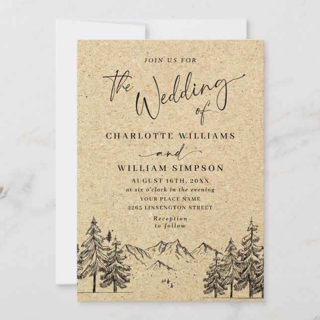 Hochzeitliche Hochzeit von Kraft-Papier Einladung (Vorderseite)