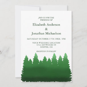 Hochzeitliche Hochzeit von Watercolor-Pinien Einladung