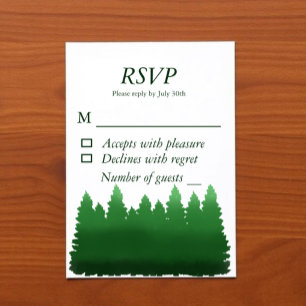Hochzeitliche Hochzeit von Watercolor-Pinien RSVP Karte