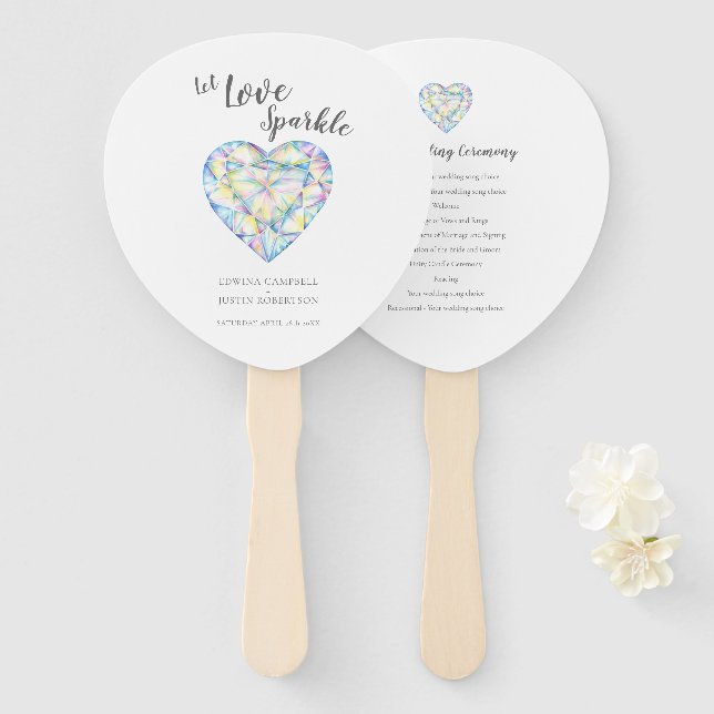 Hochzeitliche lassend Liebe funkeln Diamantfarbe Fächer (Vorne und Hinten)