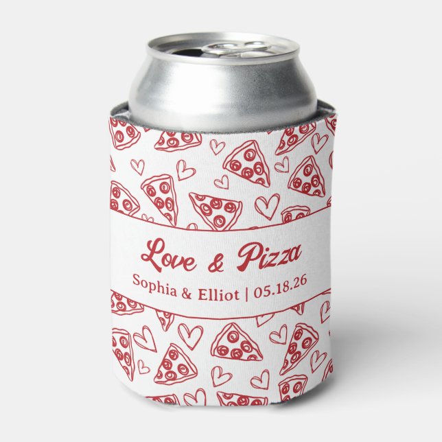 Hochzeitliche Liebe und Pizza Hand Drawn Red Fun T Dosenkühler (Kanne Vorderseite)