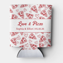 Hochzeitliche Liebe und Pizza Hand Drawn Red Fun T Dosenkühler