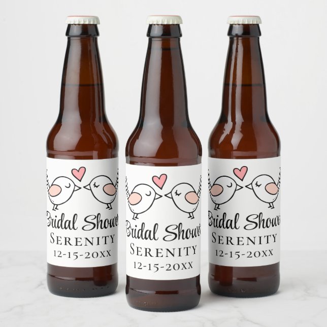 Hochzeitliche Liebesvögel Lovebirds Brautparty Bierflaschenetikett (Flaschen)