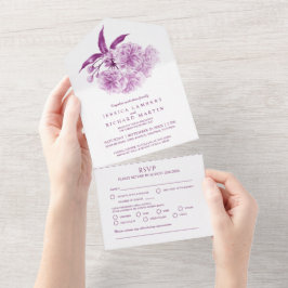 Hochzeitliche lila Blüte Aquarell Foto UAWG All In One Einladung