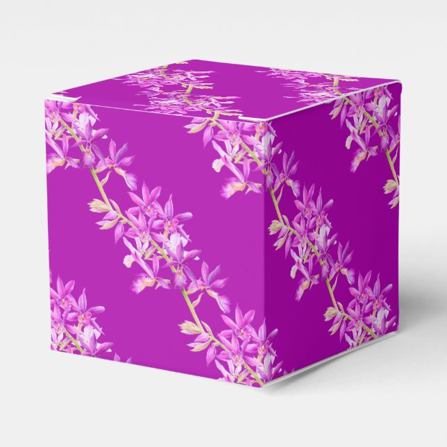 Hochzeitliche lila Orchideen-Blume Geschenkschachtel (Vorderseite)