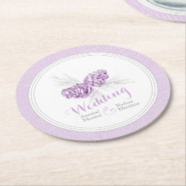 Hochzeitliche lila Pinienkerne-Untersetzer Runder Pappuntersetzer