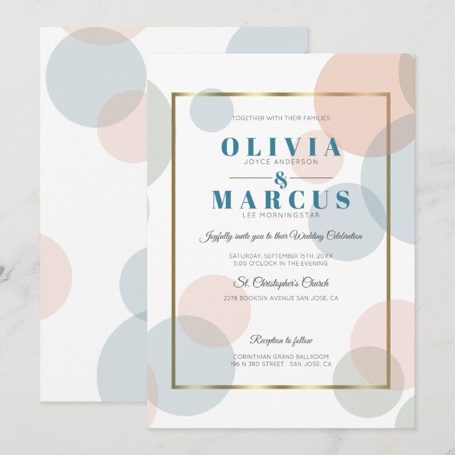 Hochzeitliche moderne Pastel Confetti Dots Einladung (Vorne/Hinten)