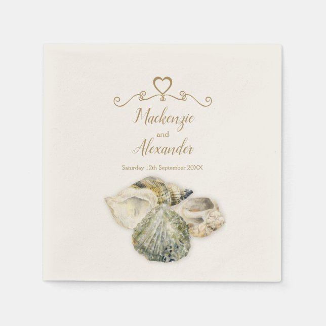 Hochzeitliche Muscheln Serviette (Vorderseite)