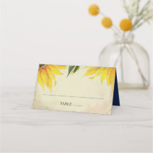 Hochzeitliche Platzkarte, Begleitkarte, Sonnenblum