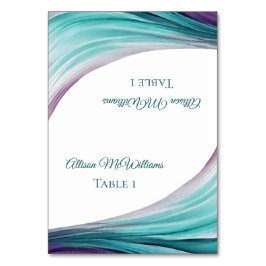 Hochzeitliche Platzkarten - Lila und Aquamarin- Tischnummer