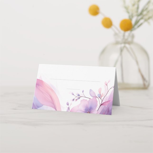 Hochzeitliche Platzkarten-Wasserfarben-Kirschblüte Platzkarte (Rückseite)
