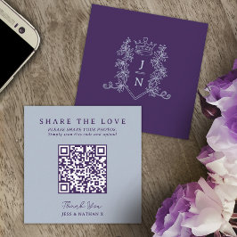Hochzeitliche QR-Aktie Liebe Kronen-Monogramm silb Begleitkarte