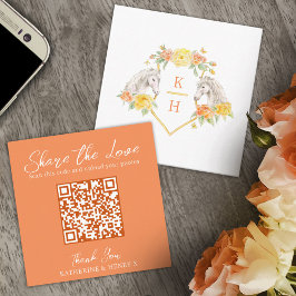 Hochzeitliche QR Liebe Pferde Monogramm graue Kora Begleitkarte