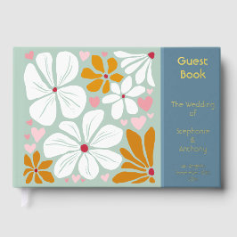 Hochzeitliche Retro-Blume in einem Boho aus den 70 Gästebuch
