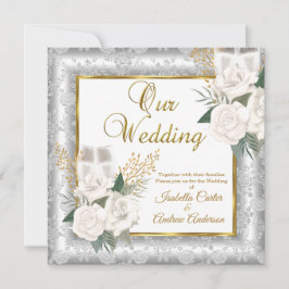 Hochzeitliche Rose Champagner Gold Silbermedaille Einladung