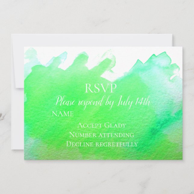 Hochzeitliche RSVP-grüne moderne Aquarell-UAWG Einladung (Vorderseite)