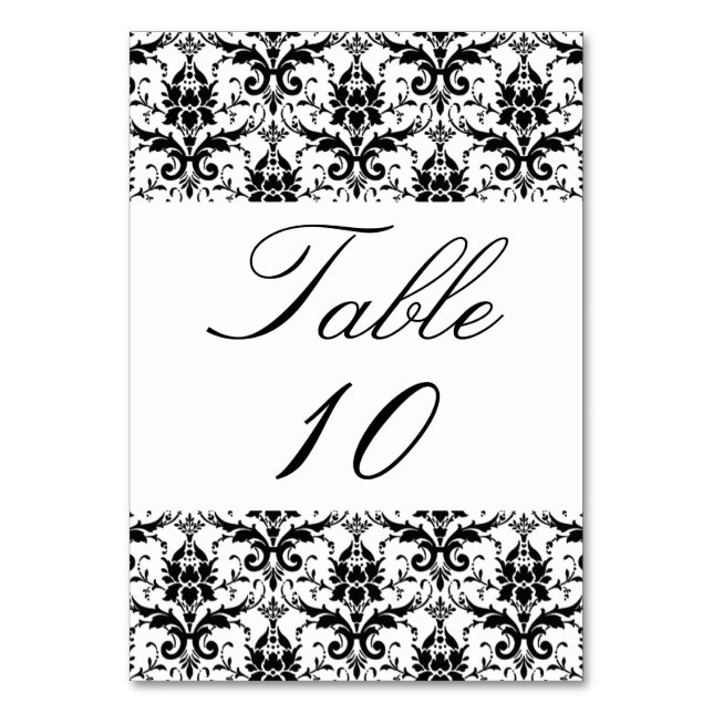 Hochzeitliche Tischnummer Elegant Schwarz-weiß Dam (Vorderseite)
