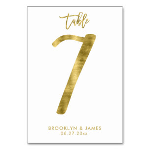 Hochzeitliche Tischnummern Gold Foil Effekt Nummer