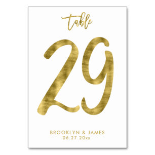 Hochzeitliche Tischnummern Gold Foil Effekt Nummer