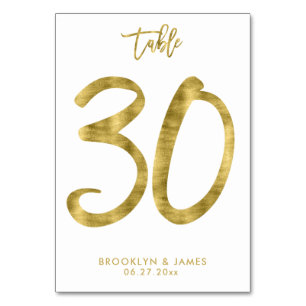 Hochzeitliche Tischnummern Gold Foil Effekt Nummer