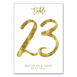 Hochzeitliche Tischnummern Gold Foil Effekt Nummer