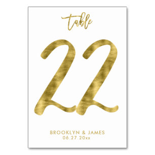 Hochzeitliche Tischnummern Gold Foil Effekt Nummer