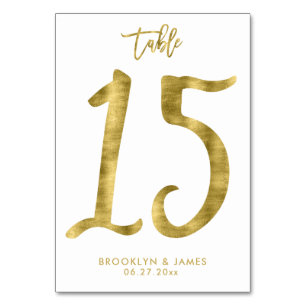Hochzeitliche Tischnummern Gold Foil Effekt Nummer