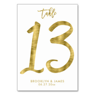 Hochzeitliche Tischnummern Gold Foil Effekt Nummer