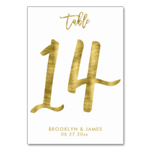 Hochzeitliche Tischnummern Gold Foil Effekt Nummer