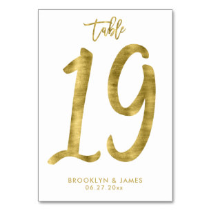 Hochzeitliche Tischnummern Gold Foil Effekt Nummer