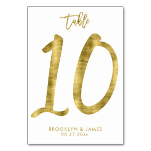 Hochzeitliche Tischnummern Gold Foil Effekt Nummer