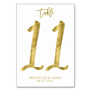 Hochzeitliche Tischnummern Gold Foil Effekt Nummer