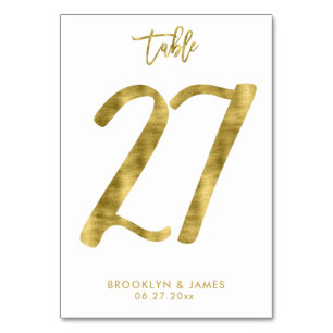 Hochzeitliche Tischnummern Gold Foil Effekt Nummer