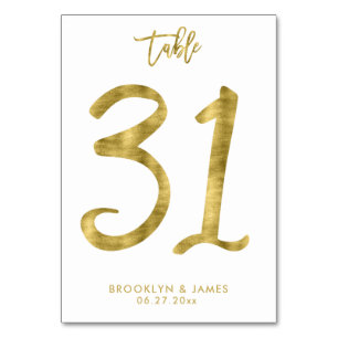 Hochzeitliche Tischnummern Gold Foil Effekt Nummer