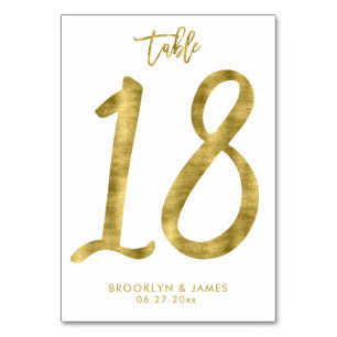 Hochzeitliche Tischnummern Gold Foil Effekt Nummer