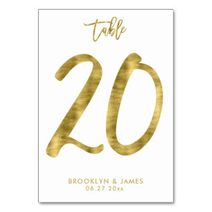 Hochzeitliche Tischnummern Gold Foil Effekt Nummer