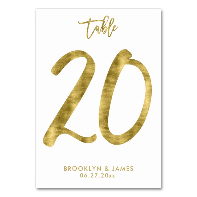 Hochzeitliche Tischnummern Gold Foil Effekt Nummer (Vorderseite)