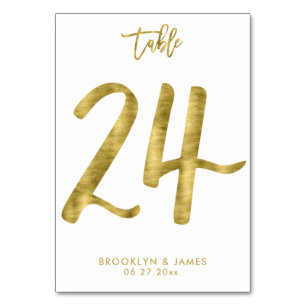 Hochzeitliche Tischnummern Gold Foil Effekt Nummer