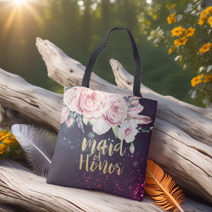 Hochzeitliche Trauzeugin Blumenzauber Lila Lichter Tasche