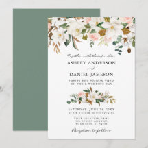 Hochzeitliche Wasserfarbe Magnolias Rose Grün