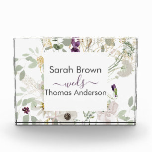Hochzeitliche WILDBLUME GELB UND LILA Fotoblock