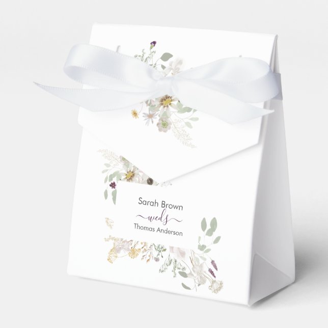 Hochzeitliche WILDBLUME GELB UND LILA Geschenkschachtel (Vorderseite)