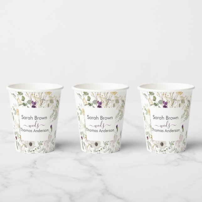 Hochzeitliche WILDBLUME GELB UND LILA Pappbecher (Multi)