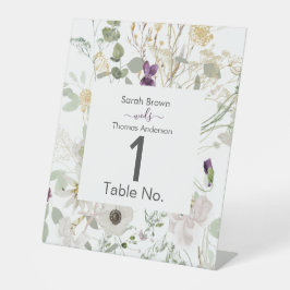 Hochzeitliche WILDBLUME GELB UND LILA Sockelschild