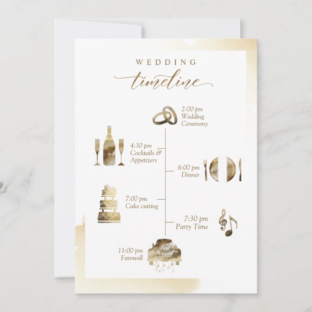 Hochzeitlicher Begrüßungskarte Goldener gelber Sch (Vorderseite)
