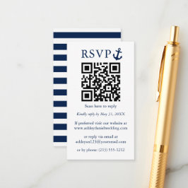 Hochzeitlicher Blauanker QR-UAWG gestreift Begleitkarte