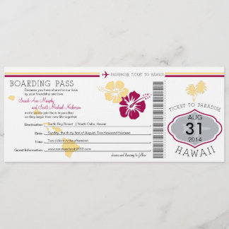 Hochzeitlicher Boarding nach Hawaii Einladung