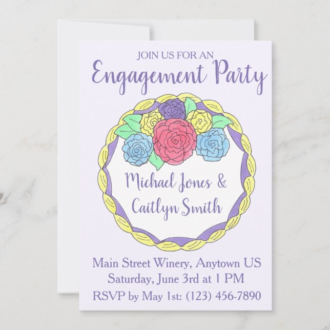 Hochzeitlicher Brautparty-Engagement-Partei Blumen Einladung (Vorderseite)