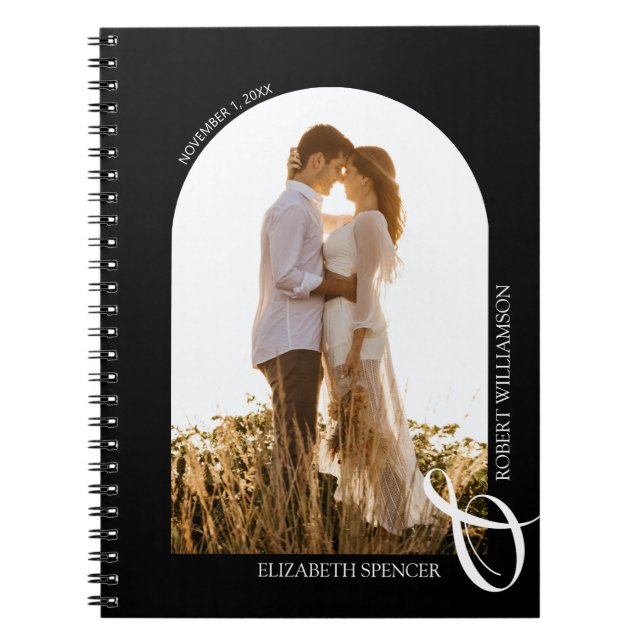 Hochzeitlicher Foto Arch Black Notizblock (Vorderseite)